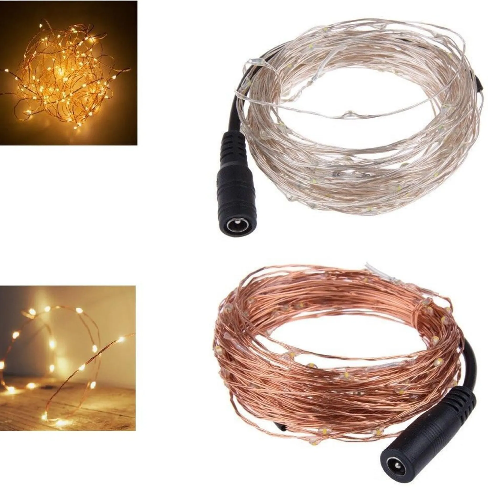Improducts Lichtslangen^Decoratie Led Verlichting 10 Meter Zilverdraad Ip65 Waterbestendig Warm Wit.