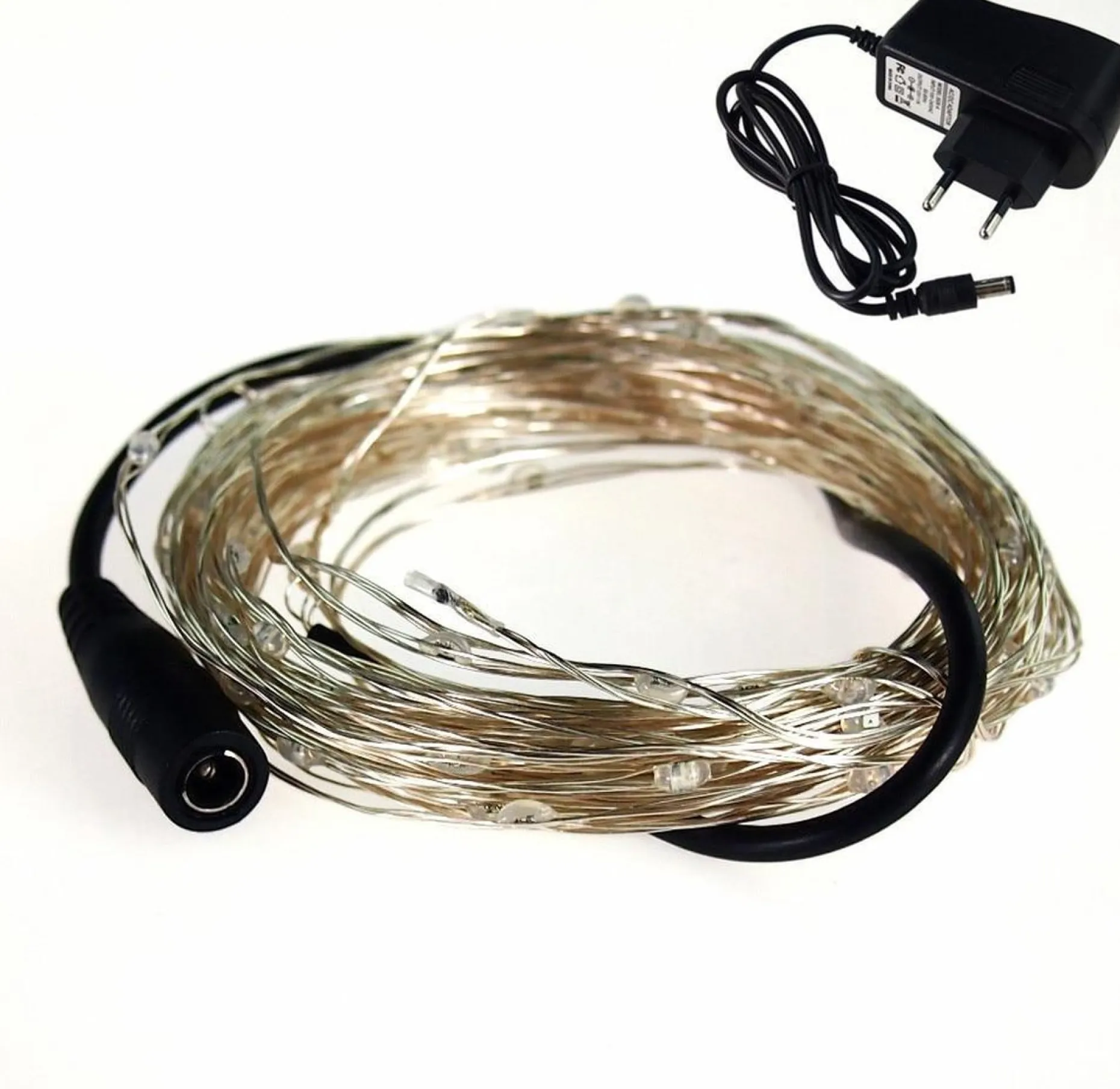 Improducts Lichtslangen^Decoratie Led Verlichting 10 Meter Zilverdraad Ip65 Waterbestendig Warm Wit.