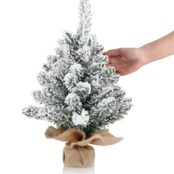 com-four Kerstboomstandaarden^Decoratieve Boom Met Decoratieve Sneeuw- En Dennentakken - Leuke Tafeldecoratie Voor De Adventstijd