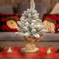 com-four Kerstboomstandaarden^Decoratieve Boom Met Decoratieve Sneeuw- En Dennentakken - Leuke Tafeldecoratie Voor De Adventstijd