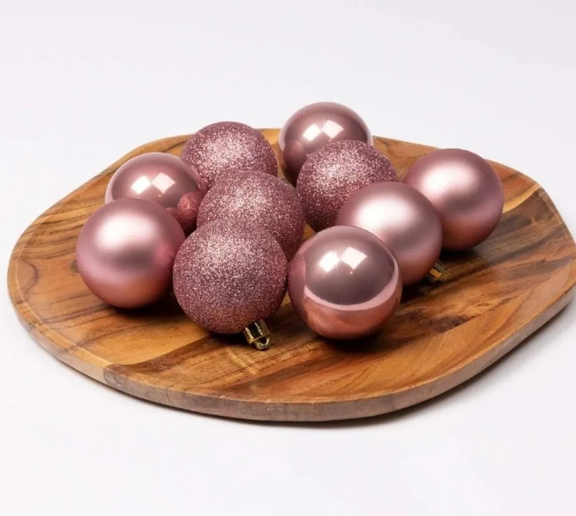 Decoris Kerstballen - 42 St - Glas Tinten Mix - 5-6-7 Cm Roze Outlet