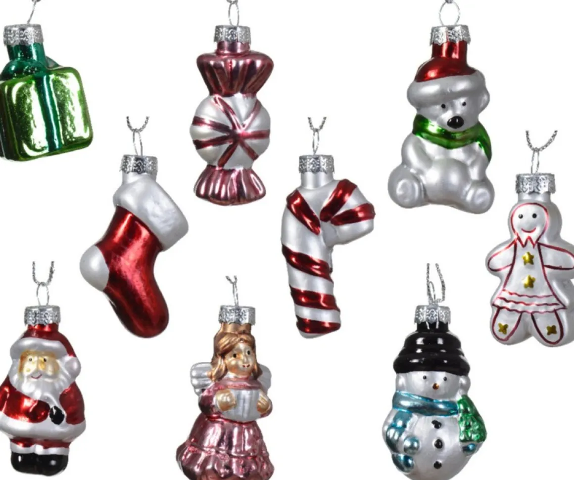 Decoris Kersthangers Kerst Figuurtjes - 9X St - Glas -4 Cm -Kerstornamenten Hot