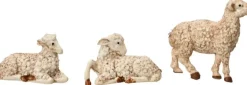 Decoris Kerststal Schapen Beeldjes - 6X St - Wit - 12 Cm - Hout Sale