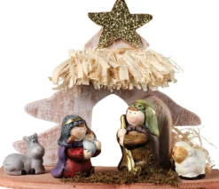 Decoris Kinder/Kinderkamer Kerststal - Met Beeldjes - 20 X 8 X 16,5 Cm Store