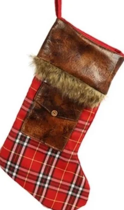 Non Branded Decostar Kerstsok Sukka 35 Cm Textiel Rood/Bruin - Christmas Stocking Shop