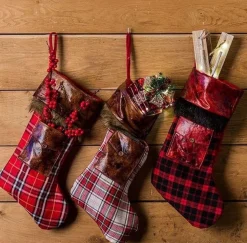 Non Branded Decostar Kerstsok Sukka 35 Cm Textiel Rood/Bruin - Christmas Stocking Shop