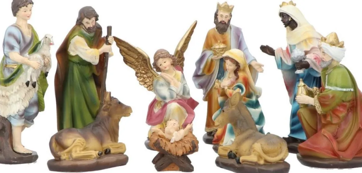 Merkloos 10-Delige Kerst Kribbe Figuren / Kerststal Set Polystone - 8 Tot 20 Cm Store