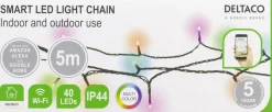 Deltaco Kerstlichtsnoeren^ - Slimme Led-Kabelverlichting - Voor Binnen En Buiten - Ip44 - 5 M - Wifi - Rgb