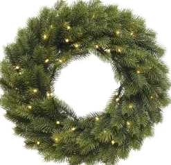 Merkloos Dennenkrans 40 Cm Met Verlichting - Deurkransen / Kerstkrans Fashion