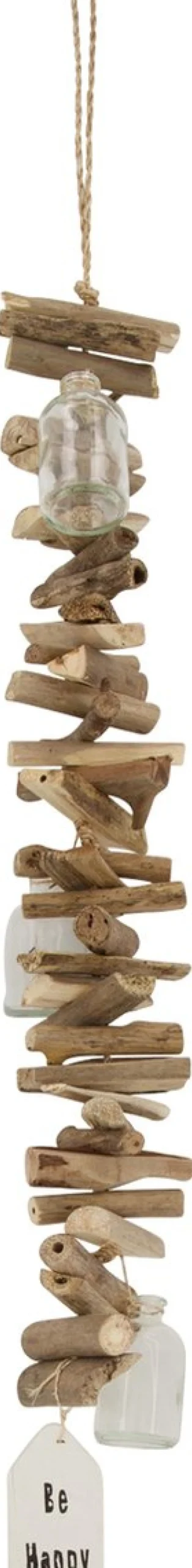 Dijk Natural Collections Guirlande Houten Tekstbordjes Be Happyen Glazen Flesjes 58X8X8Cm Sale