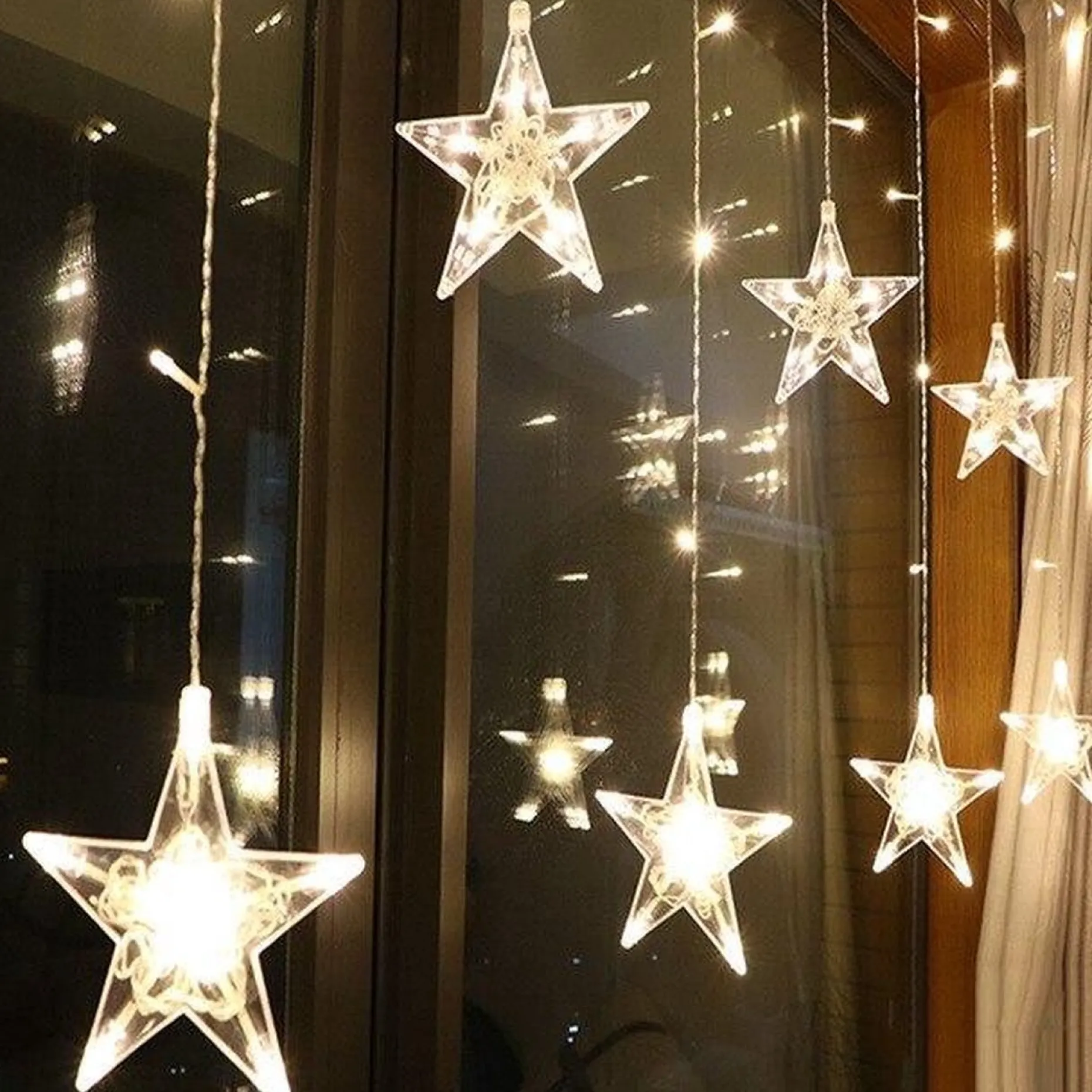 Dolami Lichtgordijnen^ Sterrengordijn Kerstverlichting - 2,6 Meter 8 Lichteffecten - Voor Binnen En Buiten