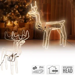 DecorativeLIghting Verlichte Kerstfiguren^3D Rendier Lichtslang Met Draaiende Kop (90Cmx86Cm)Decorative Lighting