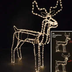 DecorativeLIghting Verlichte Kerstfiguren^3D Rendier Lichtslang Met Draaiende Kop (90Cmx86Cm)Decorative Lighting