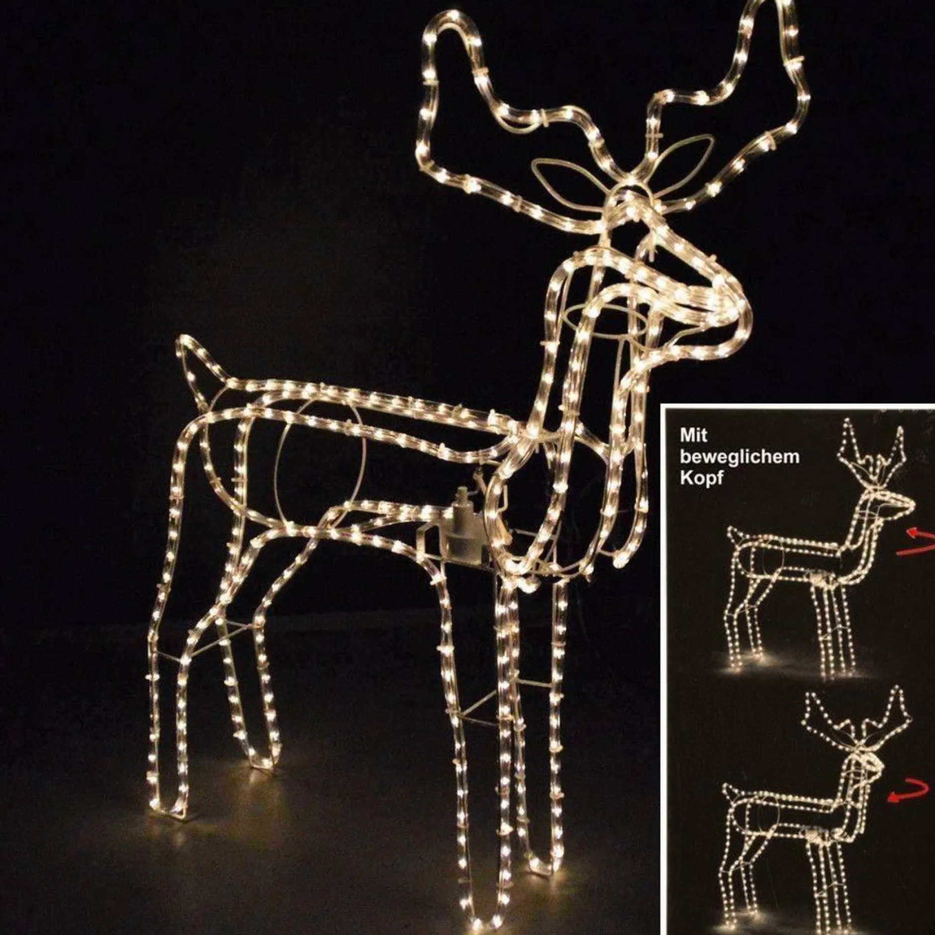 DecorativeLIghting Verlichte Kerstfiguren^3D Rendier Lichtslang Met Draaiende Kop (90Cmx86Cm)Decorative Lighting