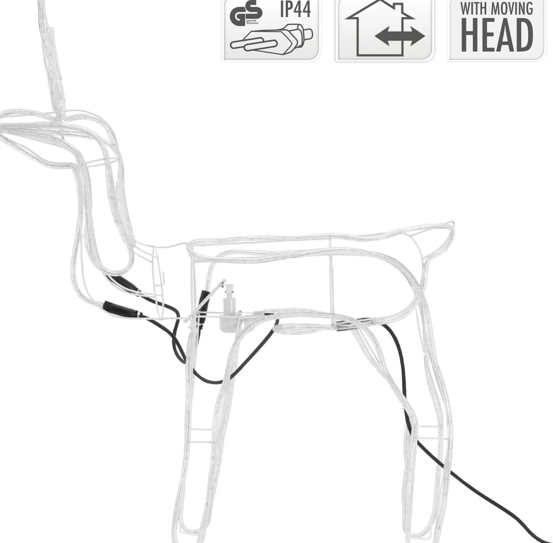 DecorativeLIghting Verlichte Kerstfiguren^3D Rendier Lichtslang Met Draaiende Kop (90Cmx86Cm)Decorative Lighting
