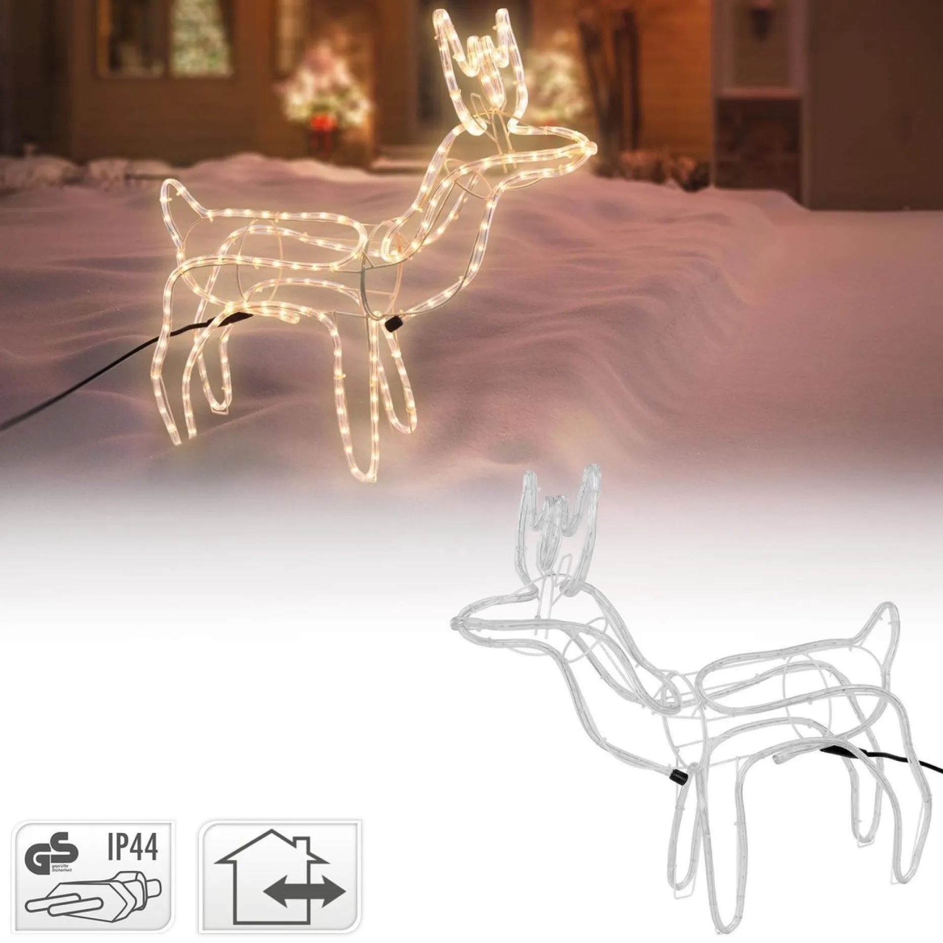 DecorativeLIghting Verlichte Kerstfiguren^3D Rendier Lichtslang Met (216 Lampjes)Decorative Lighting
