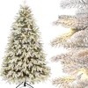 Zilverspar Kunstkerstbomen^Edelspar Kunstkerstboom Met Sneeuw En Warmwitte Verlichting 210Cm - Kerstboom Met Witte Sneeuw En Led Lampjes - Kunstboom - Brandwerend - Kunstboom - Kerstversiering - Kerstboomverlichting - Kerstboomstandaard - Kerstboom Met Led