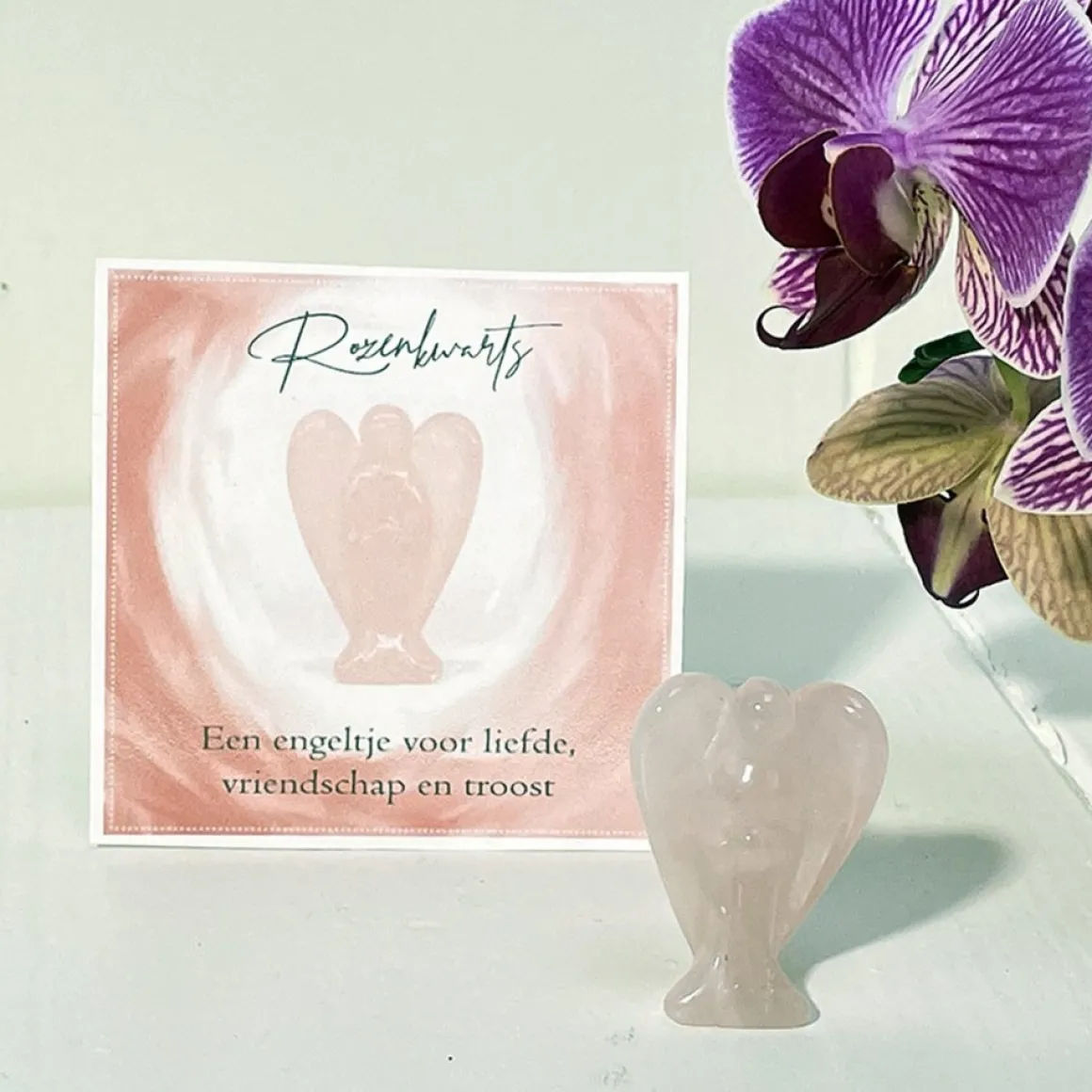 Engel Nkwarts - Kristal - Edelsteen - Bescherm - Angel - Rosequartz - Geschenk - Cadeau - Gift - Liefde - Troost - Vriendschap Roze Flash Sale