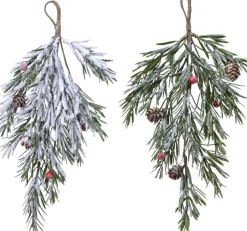 Everlands Dennentak Met Dennenappel Besneeuwd 20X40Cm Om Op Te Hangen Met Lus Hot