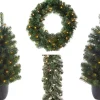 Everlands Kunstkerstbomen^ Kerstboom-Kerstkrans-Dennenslinger Set - Met Licht
