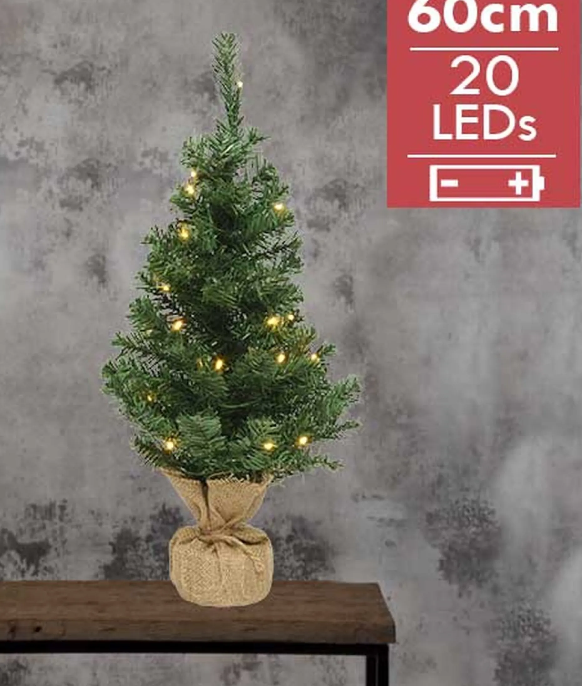 Lumineo Kunstkerstbomen^Everlands Mini Kerstboom | 60Cm | Inclusief Verlichting