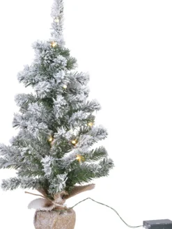 Everlands Kunstkerstbomen^ - Mini Kerstboom - Met Sneeuw - Met Verlichting - 75 Cm
