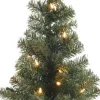 Everlands Kunstkerstbomen^ Mini Kunstkerstboom - 60 Cm Hoog - In Jute Zak - Met Verlichting