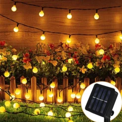Bantach Lichtslangen^Fancylifestyle® Lichtsnoer Buiten - Zonne Energie - Cotton Ball Lights - Lichtslinger 10 Meter, 100 Led Lichtjes – Sfeerverlichting – Tuinverlichting