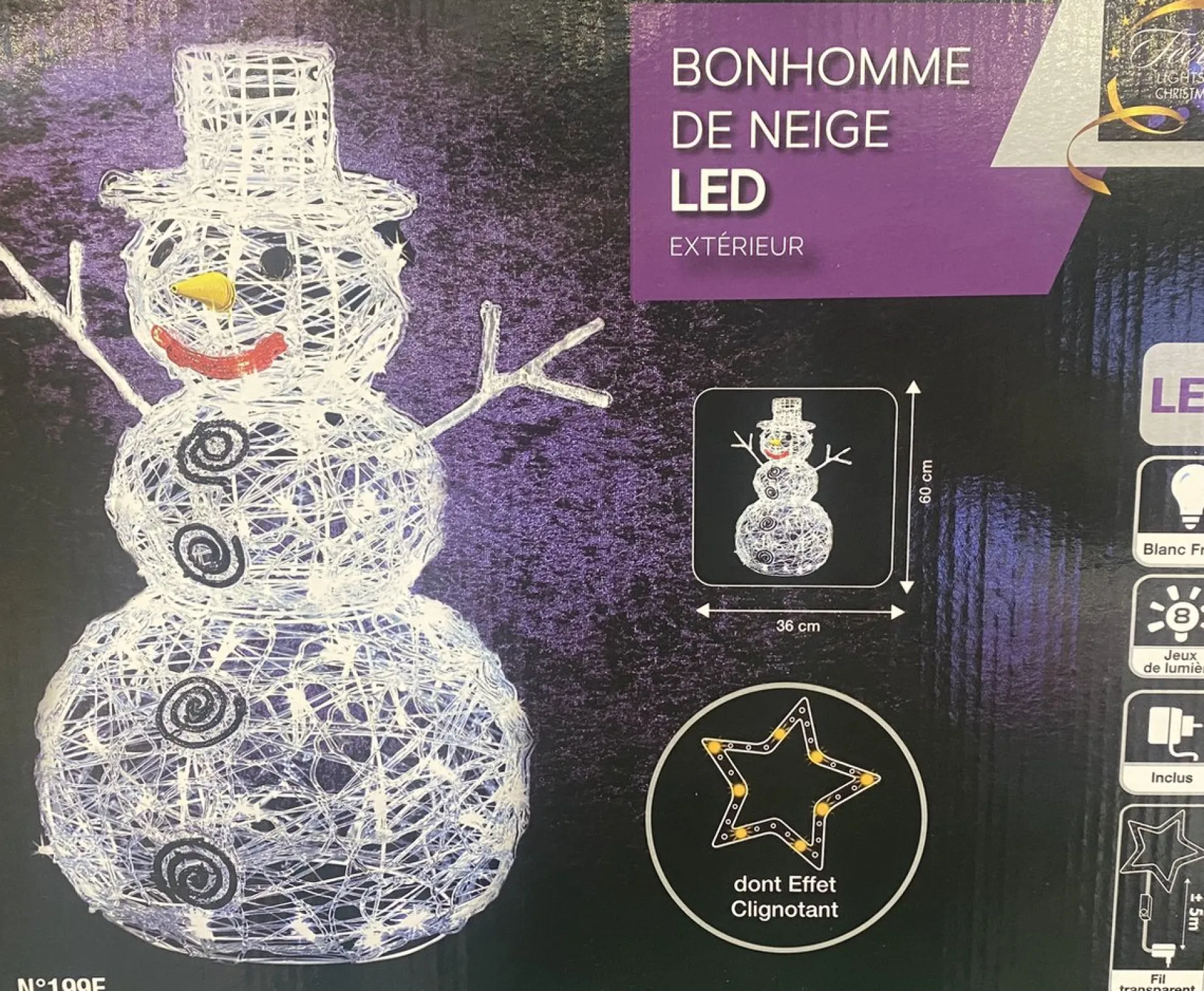 Feeric lights u0026 Christmas Verlichte Kerstfiguren^Feeric Lights And Christmas Verlichte Sneeuwpop - Figuur - 60 Cm - 100 Leds Gekleurd