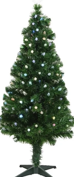 Everlands Kunstkerstbomen^Fiber Glasvezel Kunst Kerstboom/Kunstboom Groen 120 Cm Met Verlichting - Kunstbomen/Kunst Kerstbomen