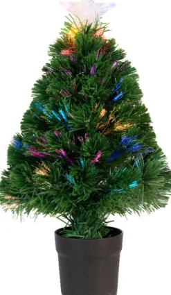 Everlands Kunstkerstbomen^Fiber Optic Kerstboom/Kunst Kerstboom Met Verlichting En Ster Piek 90 Cm - Fibre Kerstbomen Met Lampjes/Lichtjes