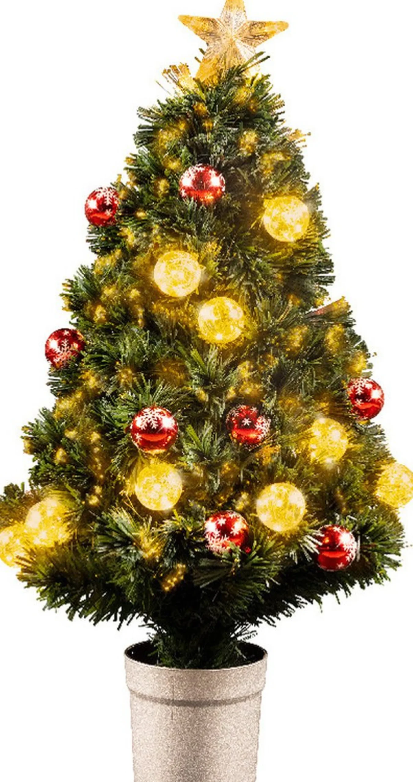 Everlands Kunstkerstbomen^Fiber Optic Kerstboom/Kunst Kerstboom Met Warm Witte Verlichting 90 Cm