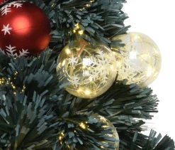 Everlands Kunstkerstbomen^Fiber Optic Kerstboom/Kunst Kerstboom Met Verlichting En Kerstballen 60 Cm - Fibre Kerstbomen Met Lampjes/Lichtjes