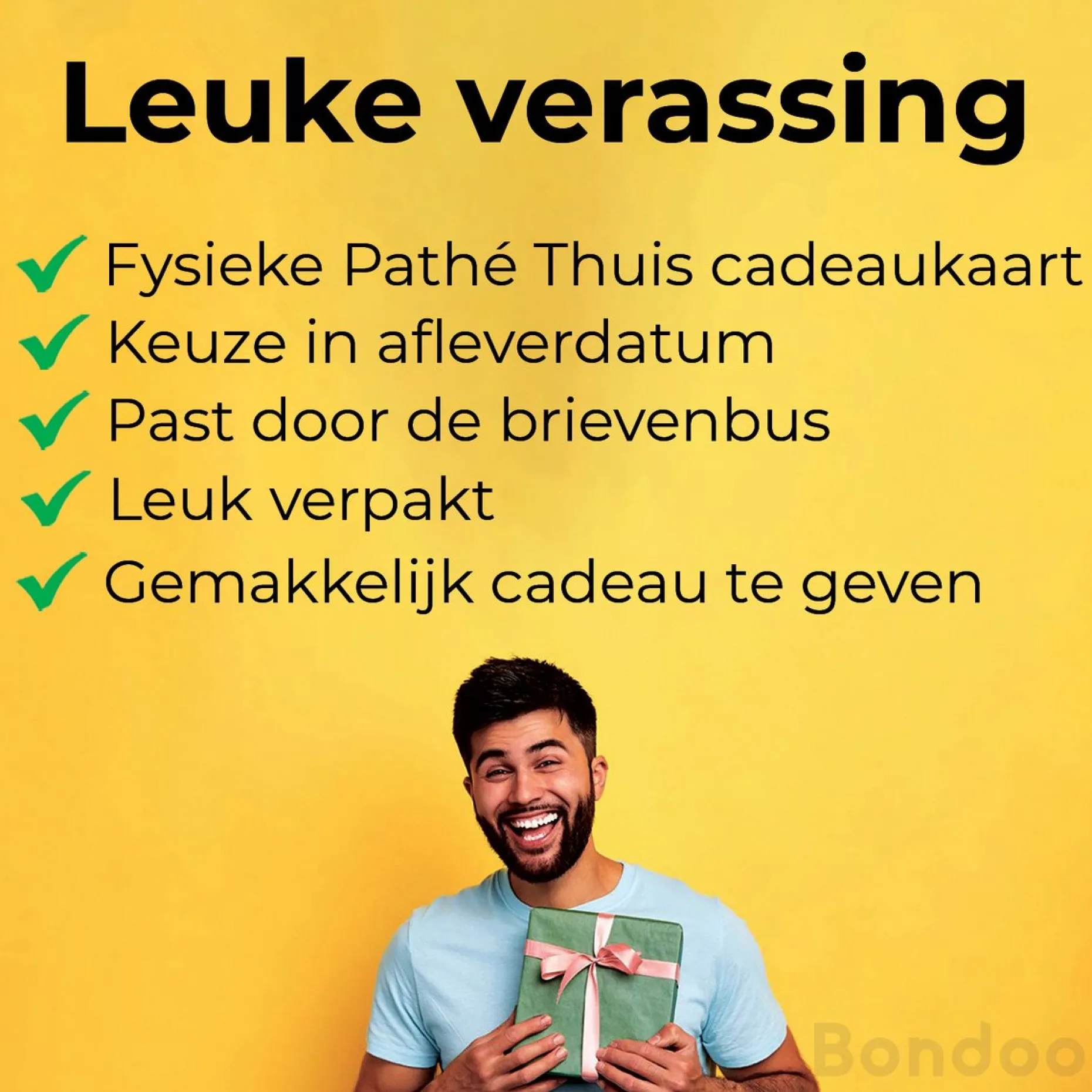 Bondoo Kerstpakketten^Filmpakket Small - Pathe Thuis - Cadeaupakket Met Film Voucher - Brievenbus - Kerstcadeau