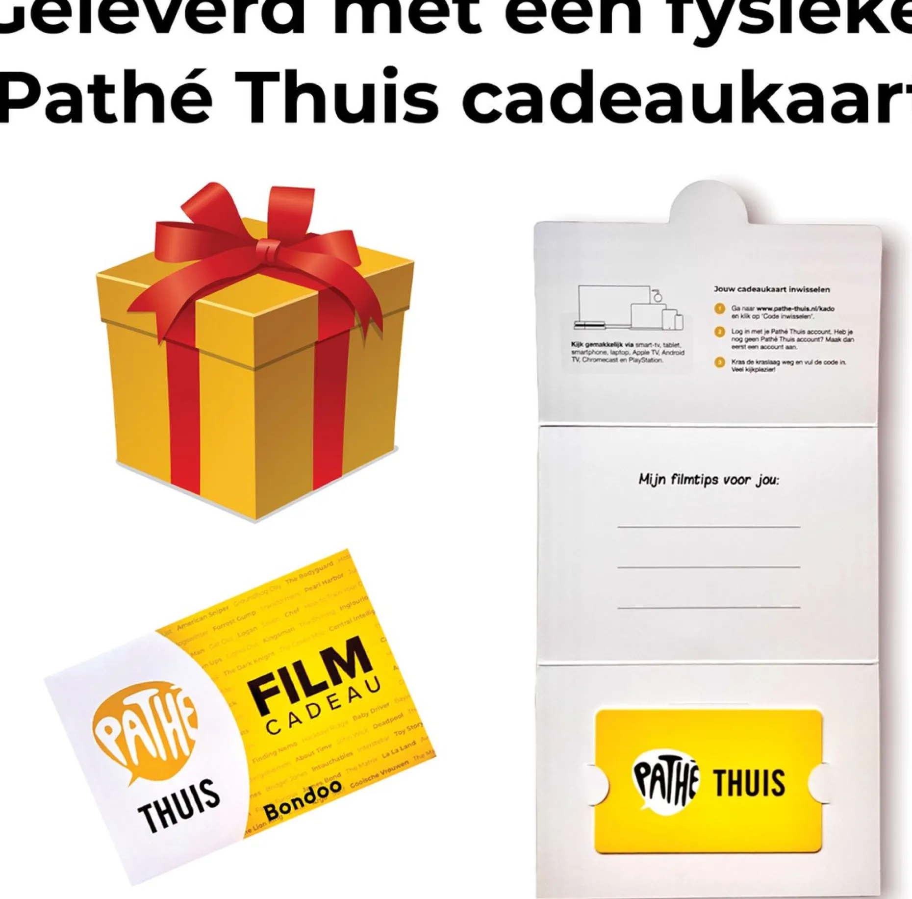 Bondoo Kerstpakketten^Filmpakket Xl - Pathe Thuis - Cadeaupakket Met Film Voucher - Brievenbus - Kerstcadeau