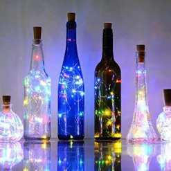 Merkloos Lichtslangen^Fles Verlichting Met Kurk - Led - Multicolor - 6 Stuks - Feestverlichting - Inclusief Batterijen