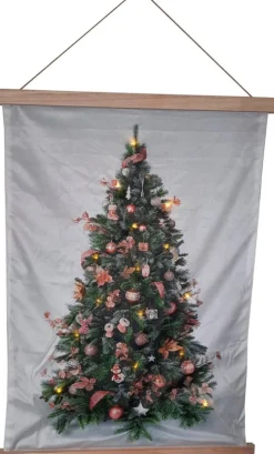 living24/7 Fluweel Doek Kerstboom Roze Deco 52X70Cm / 15Led Warm 2Xaa Best