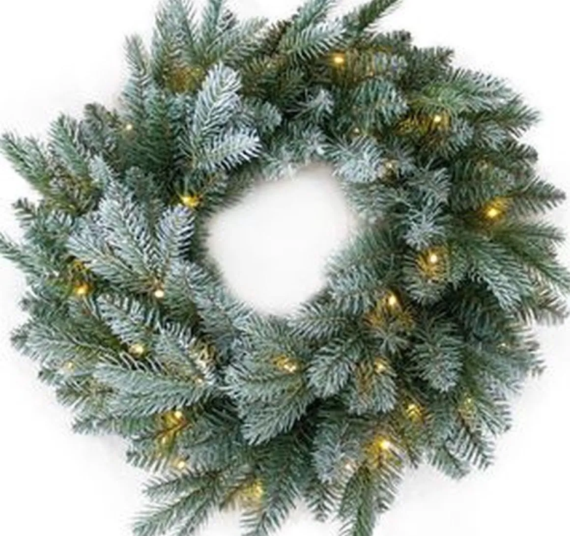 Van der gucht Frosted Mulberry Wreath Kerstkrans D61Cm 50Led Lampjes Discount