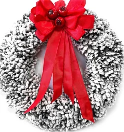 Dutch Flower Lady Frozen Krans Met Rode Strik! [Winter - Kerst - Deurkrans - Kerstdecoratie - Hygge - Naturel - Chic - Luxury - Scandinavisch - Slow Living] 32.10 Cm Store