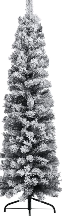 Furniture Limited - Kerstboom Met Led's, Kerstballen En Sneeuw Smal 120 Cm Groen Hot