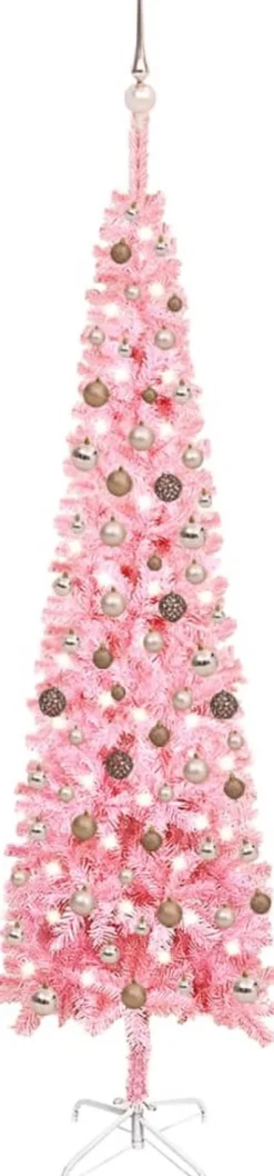 Furniture Limited - Kerstboom Met Led's En Kerstballen Smal 240 Cm Roze Shop