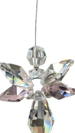 CrystalDesign Geluksengel Raamhanger, Gemaakt Met O.A. Swarovski Kristallen (32% Volloodkristal) Suncatcher, Beschermengel, Engel, Engeltje, Kristal, Kerstengel, Kerst, Kerstdecoratie, Raamdecoratie, Cadeau, Tuin, Woondecoratie, Raamkristal,Kerstpakket,Hanger Roze Fashion