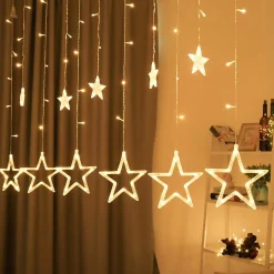 Giftmas Lichtgordijnen^ Sterrengordijn - Kerstverlichting Buiten & Binnen - 2.5M