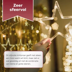 Giftmas Lichtgordijnen^ Sterrengordijn - Kerstverlichting Buiten & Binnen - 2.5M