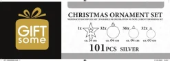 Gifts@Home Giftsome Kerstballen Set - Plastic Kerstballen - Incl. Piek - O 3/4/6 Cm - Kerstversiering Kerstboom - 101 Stuks: Mat, Glanzend, Glitter En Open - Zilver Store