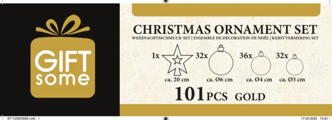 Gifts@Home Giftsome Kerstballen Set - Plastic Kerstballen - Incl. Piek - O 3/4/6 Cm - Kerstversiering Kerstboom - 101 Stuks: Mat, Glanzend, Glitter En Open - Goud Best Sale