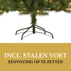 Giftsome Kunstkerstbomen^ Kunstkerstboom Met Verlichting - Kerstboom Met Led Verlichting - Opvouwbare Takken - Warm Wit Licht - 185 Cm - Lichtboom 140 Led Lampjes - Boom Voor Binnen - Groen