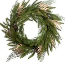 Goodwill - Krans-Dennen-Palm-Blad-Groen-Goud-Decoratie-Deur-60Cm-Kerst-Uniek-Binnen-Buiten Store