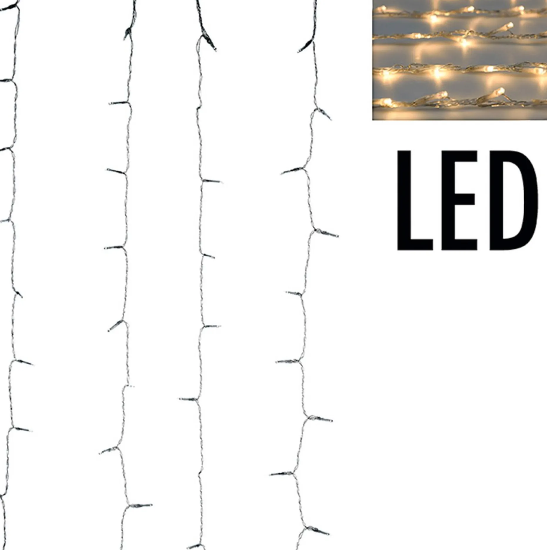 DecorativeLIghting Lichtgordijnen^Gordijnverlichting - 320Led - 100X200Cm - Warm Wit