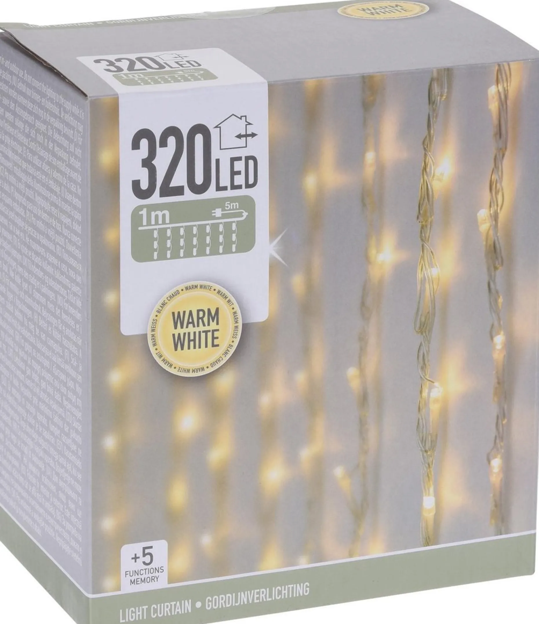 DecorativeLIghting Lichtgordijnen^Gordijnverlichting - 320Led - 100X200Cm - Warm Wit